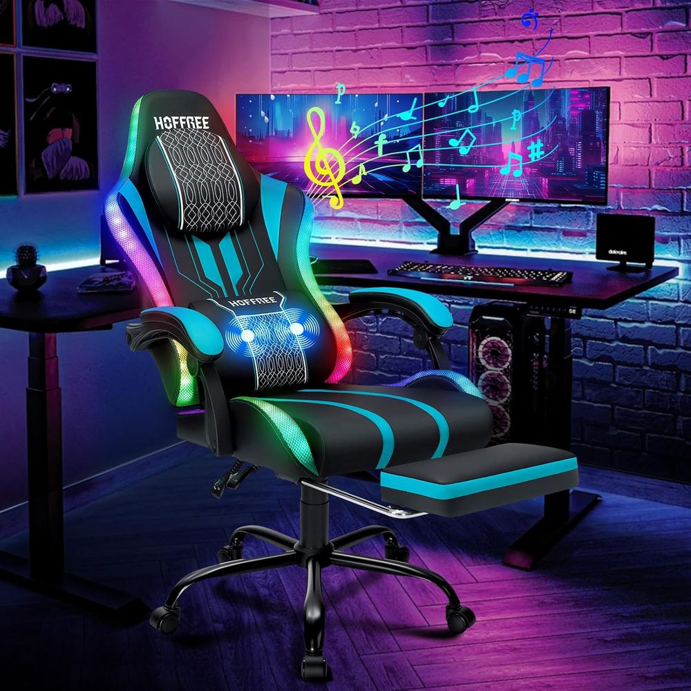 Rgb Gaming Chair - كرسي ألعاب مع إضاءة LED ومكبرات