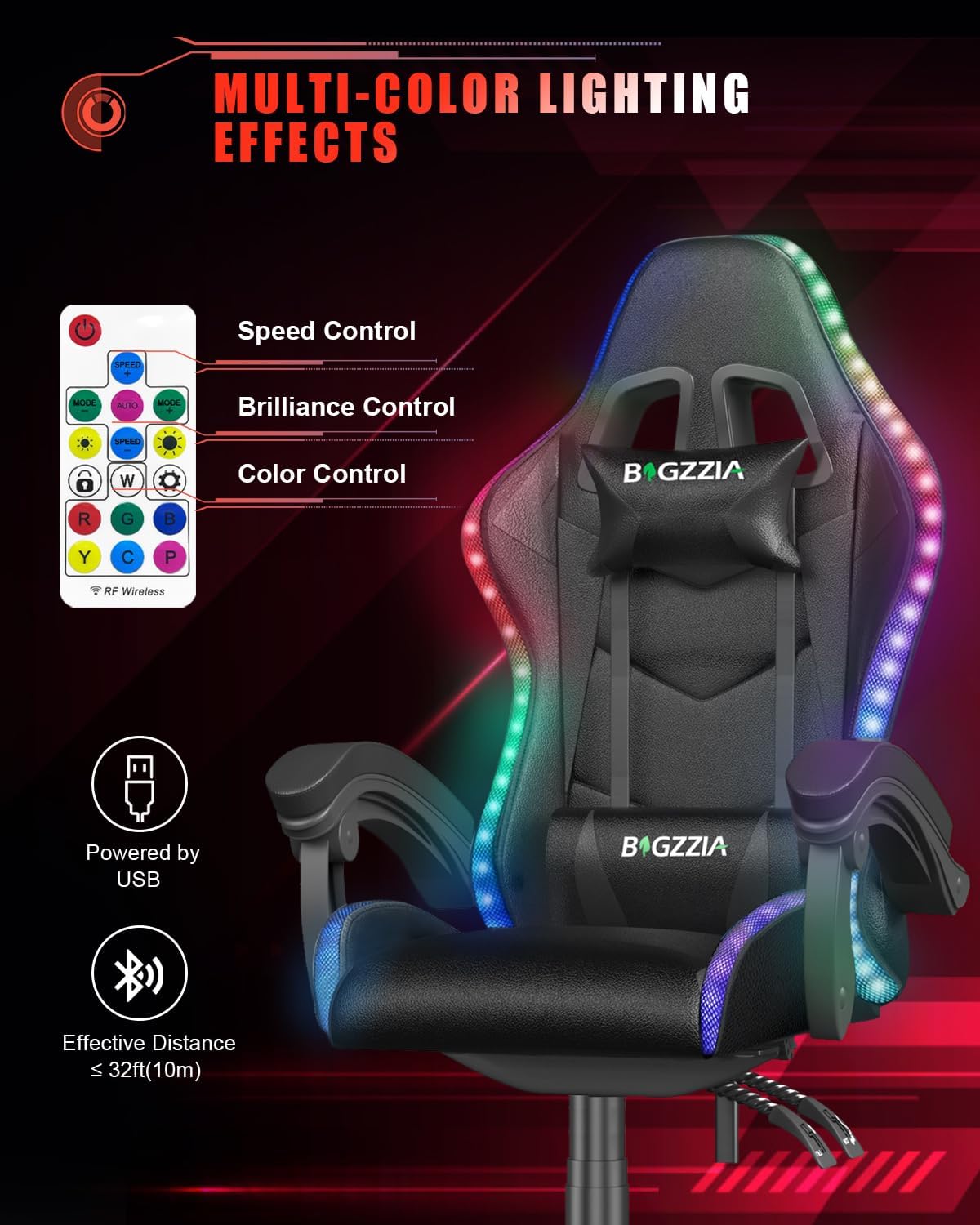 كرسي ألعاب مع إضاءة LED RGB لل - مراجعة Rgb Gaming Chair وسعره