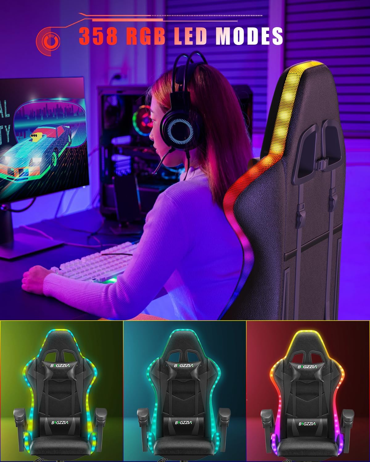 كرسي ألعاب مع إضاءة LED RGB لل - مراجعة Rgb Gaming Chair وسعره