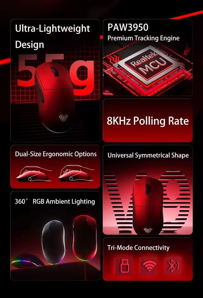ماوس AULA V9 Ultra اللاسلكي ثل - مراجعة Esports Gaming Mouse Wireless وسعره